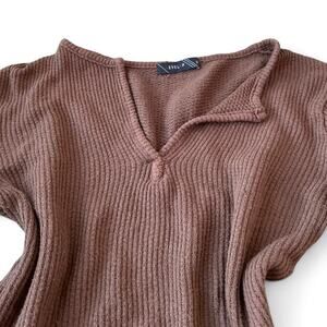 Level Up Brown V-Neck Long Sleeve Top Size S